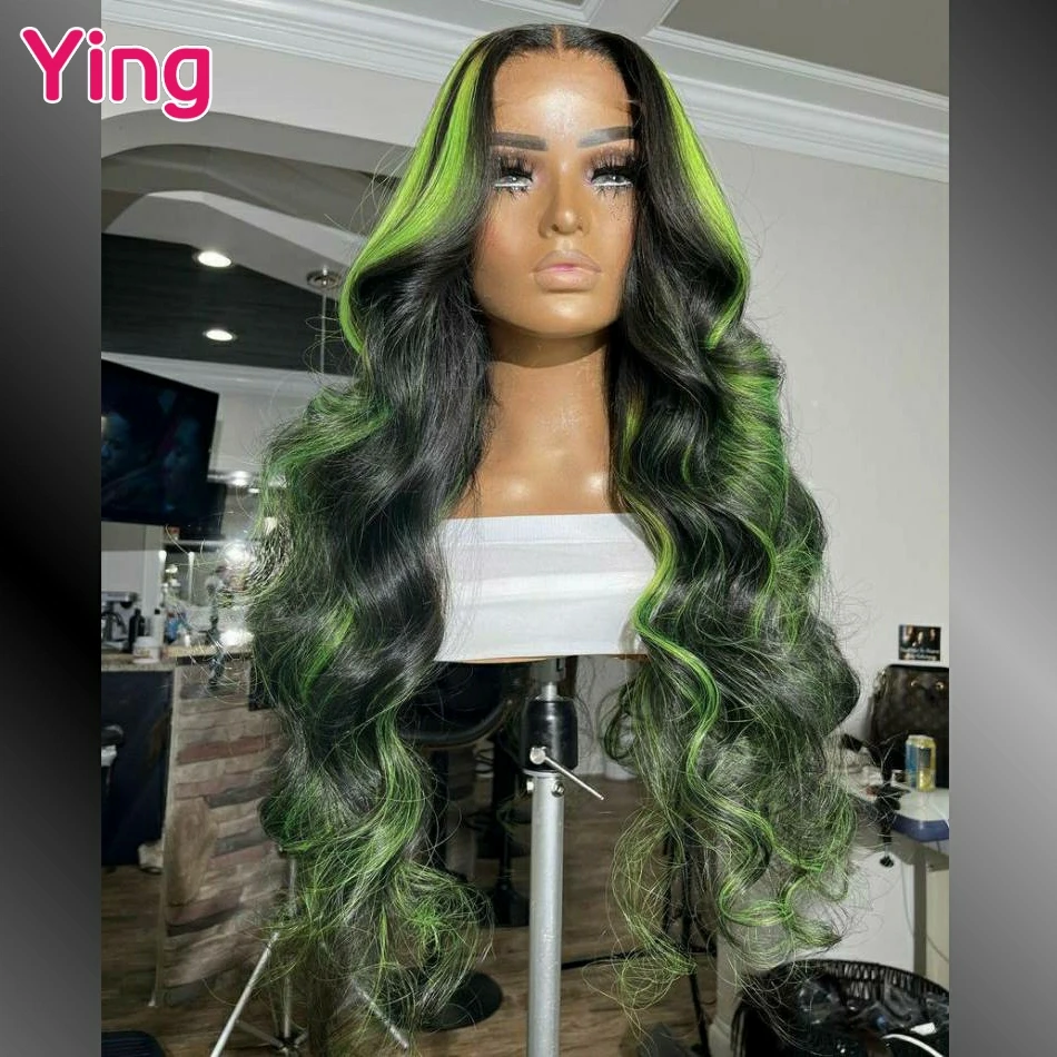 

Ying 200% Highlight Green Body Wave 13x6 Transparent Lace Front Wig Peruvian PrePlucked With Baby Hair 13x4 Lace Frontal Wig