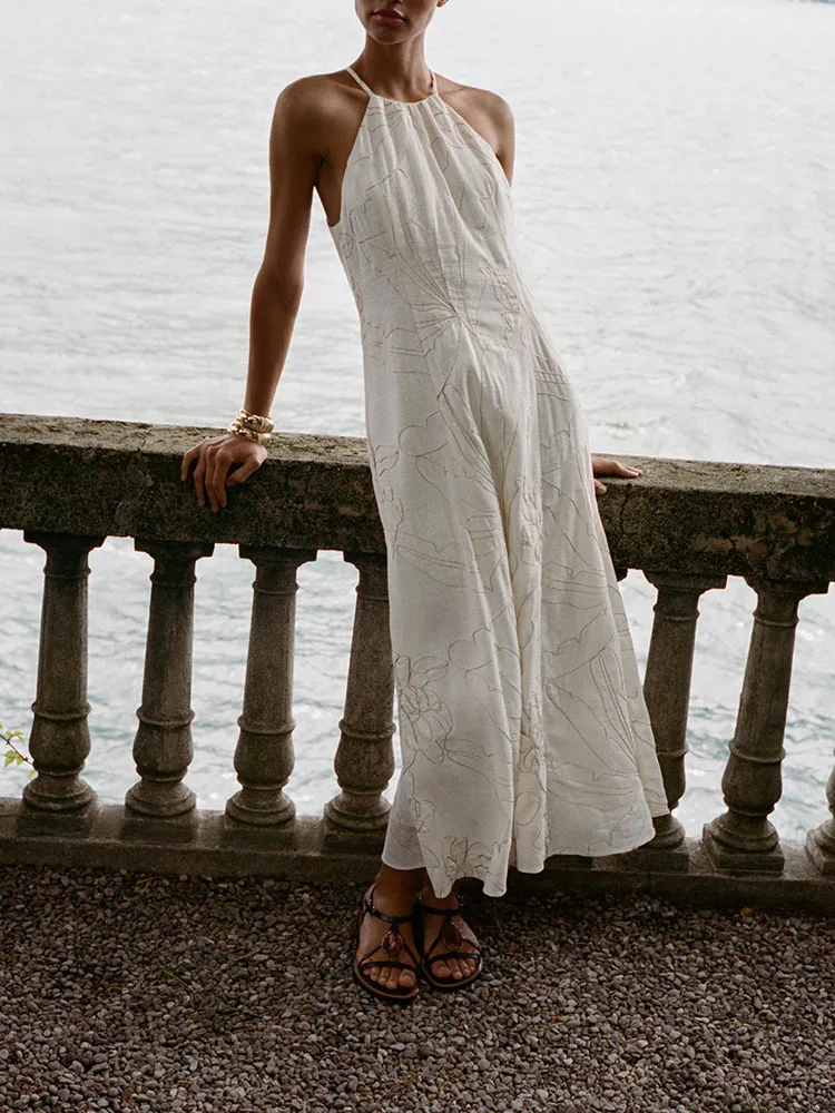 Nowa Letnia Damska Sukienka Dr Elely Svel z Kwiatowym Haftem, Kołnierzykiem, Asymetrycznym Dołem, Etniczny Kostium Sceniczny 303