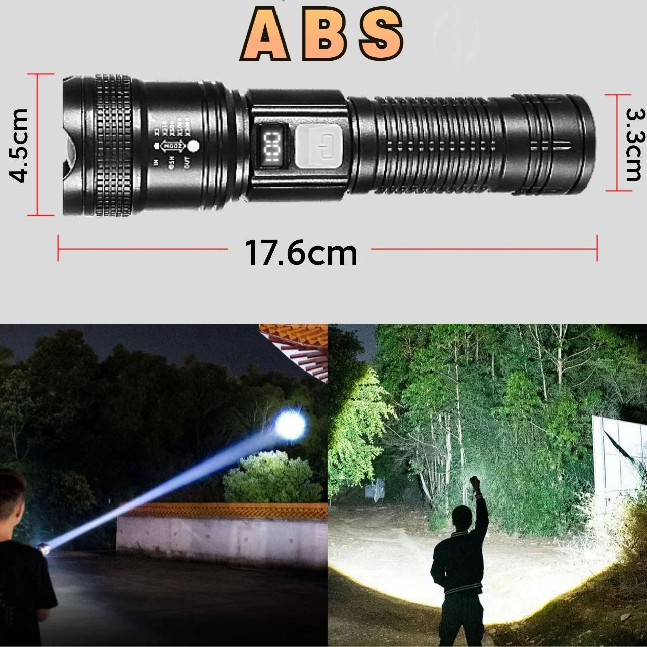 High Power 2000LM LED Flashlight Built-in Battery USB Rechargeable Strong Light Tactical Torch Outdoor Camping Hiking Lantern