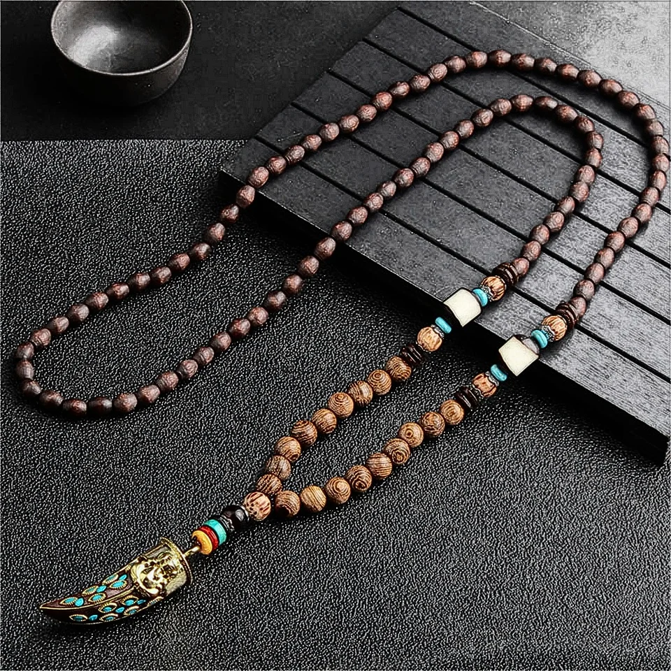 Retro Nepal Horn Model Necklace Classic Handmade DIY Beaded Necklace Bracelet For Men And Women Daily Simple Accessories Gifts