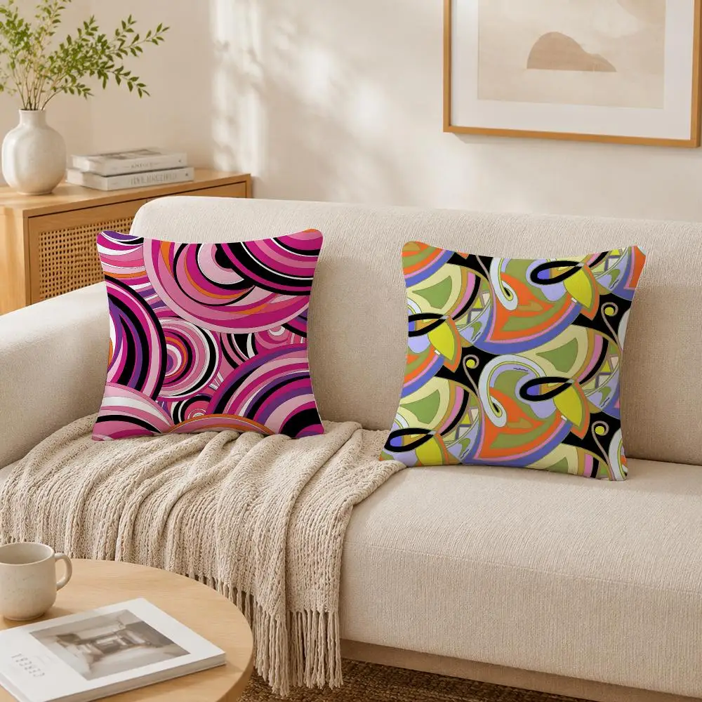 Fashion E-Emilio Logo Puccis Cushion Cover Plush Decorative Pillow Case With Hidden Zipper Cutecore Room Decor For Home