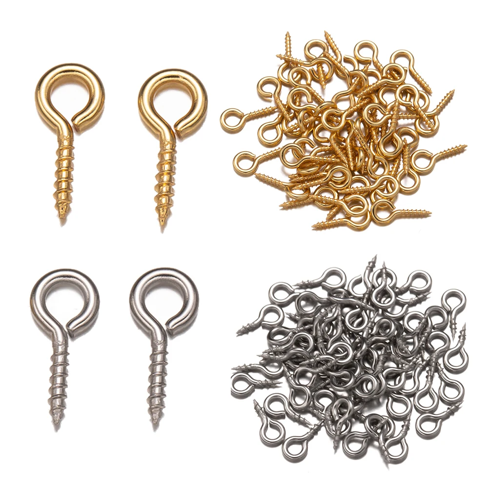 50Pcs Stainless Steel Small Sheep Eyes Nail Screw Tiny Mini Eye Pins Hooks Eyelets For DIY Jewelry Making Findings Supplies