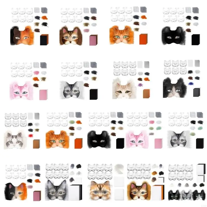 

77HE FOXES CATS Маска с мехом, глазные сетки весело Therians Mask Therians Set