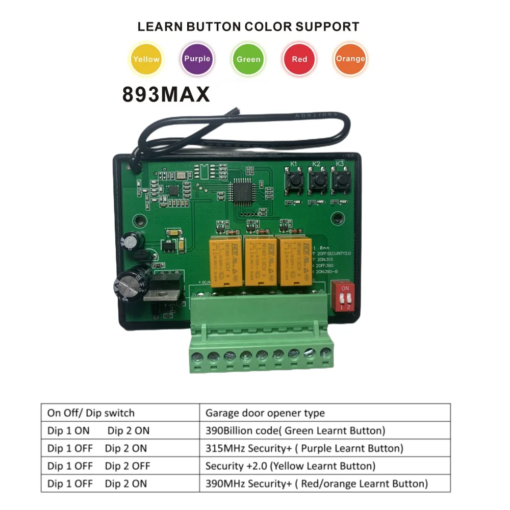 893MAX  Receiver For Garage Door Opener Compatible For 371LM 971LM 891LM 81LM Receiver