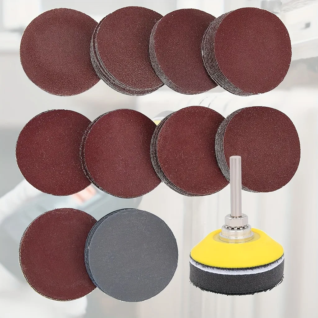

103Pcs 2" Sanding Discs – 80-3000 Grit Alum Oxide, w/ 1/4" Backing Pad, Wood & Metal