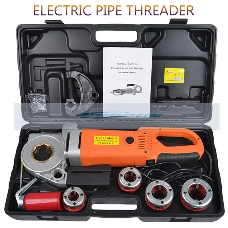 Electric Pipe Threader Hand-Held Galvanized Iron Sleeve Machine 220V 2000W/2300W Industrial Hinge Wrench Threading Machine Tools