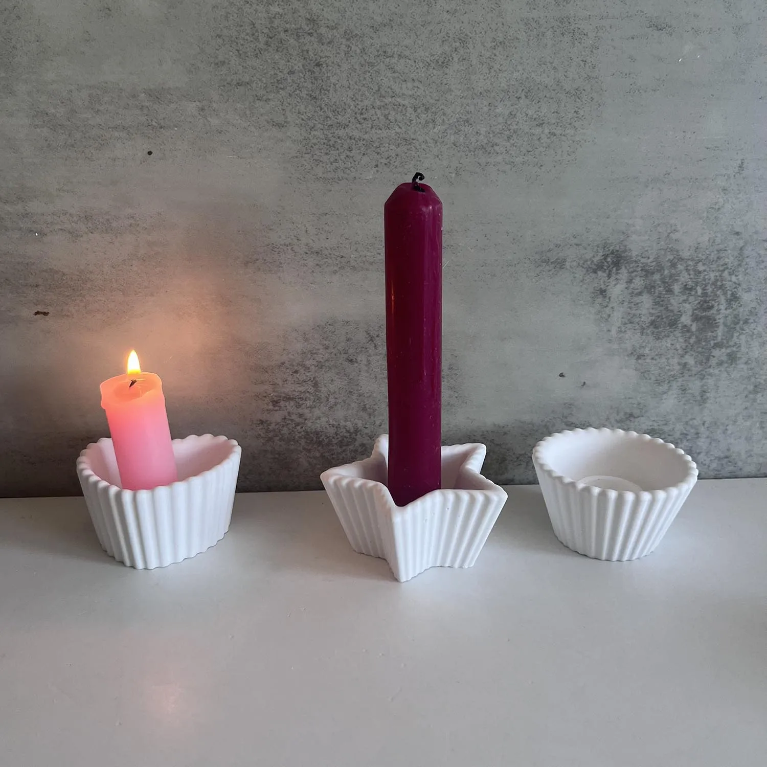 Striped heart-shaped Star candlestick silicone mold Round bowl Candle Holder Cement Gypsum Pouring Resin Mold Crafts Ornaments