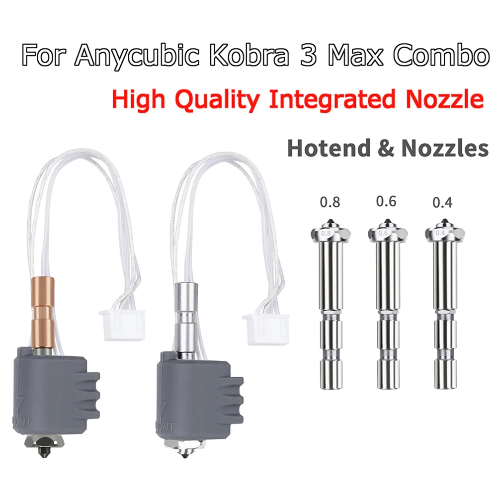 For Anycubic Kobra 3 Max Hotend 0.4 0.6 0.8mm Hotend For Kobra 3 Max Combo Quick-Swap Integrated Hardened Steel Nozzle