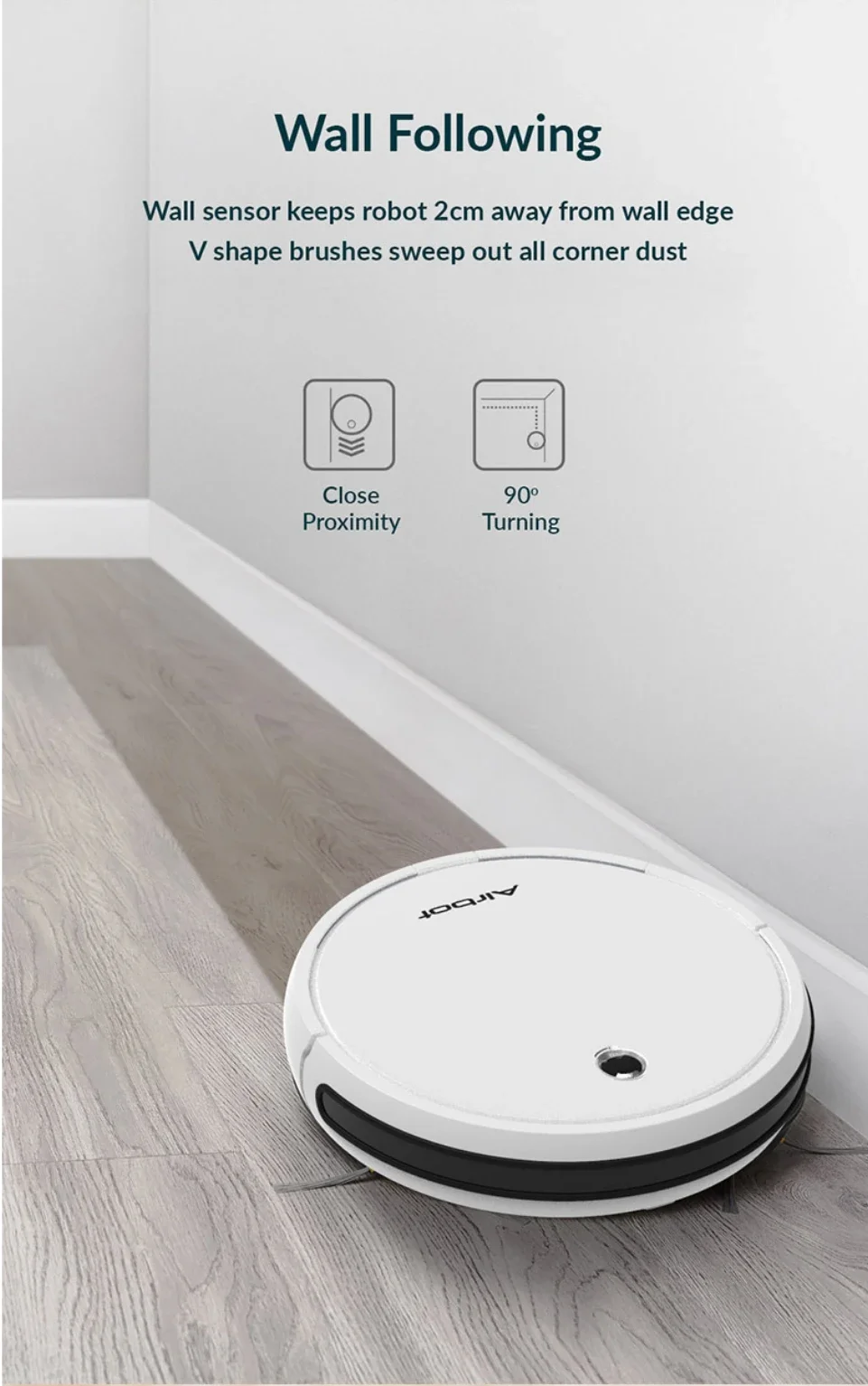 Aspiradora Robótica delgada Airbot A500, Robot inteligente, fregona de barrido, taza de polvo de 550 ml, tanque de agua, paño para fregar