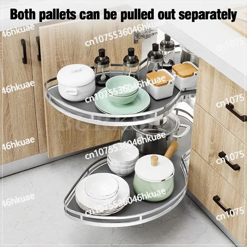 درج سلة زاوية للخزانة من الفولاذ المقاوم للصدأ بطبقة مزدوجة، تخزين قابل للسحب، تنظيم المطبخ، قابل للإزالة، ارتفاع قابل للتعديل #4