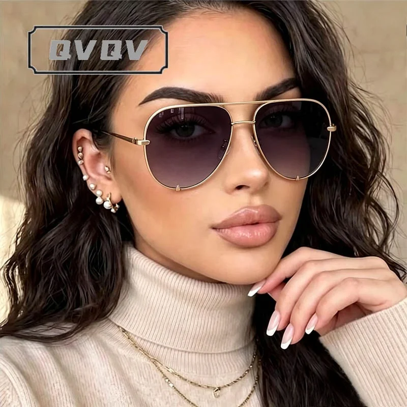Unisex Pilot Sunglasses With Metal Frame Gradient Lenses Trendy Oversized Sun Glasses for Men Women Double Beam Driving Shades