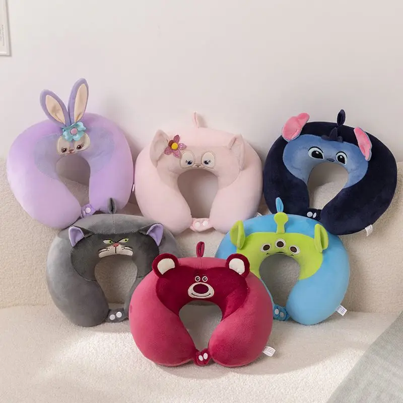 Cartoon Disney Lucifer Cat Stitch Alien Lots-o-huggin Bear Linabell Stellalou Travel Relax Plush Cute U-shaped Neck Guard Pillow