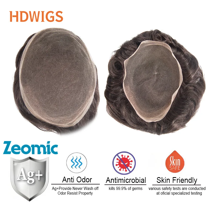 

Antimicrobial Men Toupee Bleached Knots Full Swiss Lace Men's Capillary Prosthesis Real Indian Human Hair Wig Hairpiece Natural