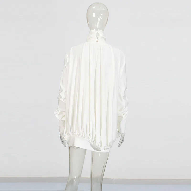 EAEOVNI Elegantes, modisches Minikleid für Damen, 3D-Blumenmuster, gespleißte Falten, weiße Partykleider, vielseitig, 2025, neue Kleidung 1A1657