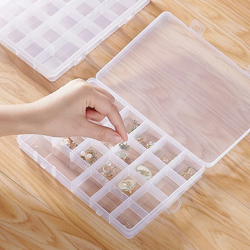 PP Transparent 36 Grid jJewelry Plastic Box Auto Parts Organizer Box Rectangular Electronic Components Storage Box Ring Box