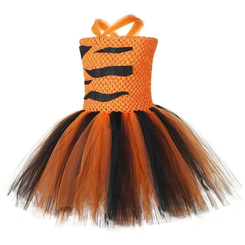 Robe Tutu en Forme de Tigre pour Fille, Tenue d'Halloween, Vêtements Fantaisie, pour ixd'Anniversaire, 1-14 Mn7