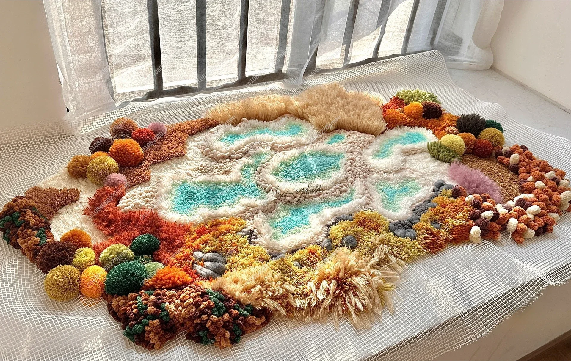 Confezione di materiali per tappeti in muschio Tappeto fatto a mano fai-da-te fatto in casa per camera da letto (prodotto non finito)