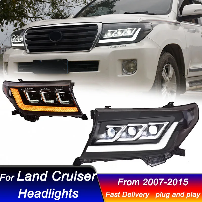 Car Headlights For Toyota Land Cruiser 2007-2015 new style Led Head Lamp Upgrade DRL Dynamic Signal Lamp Front light Assembly