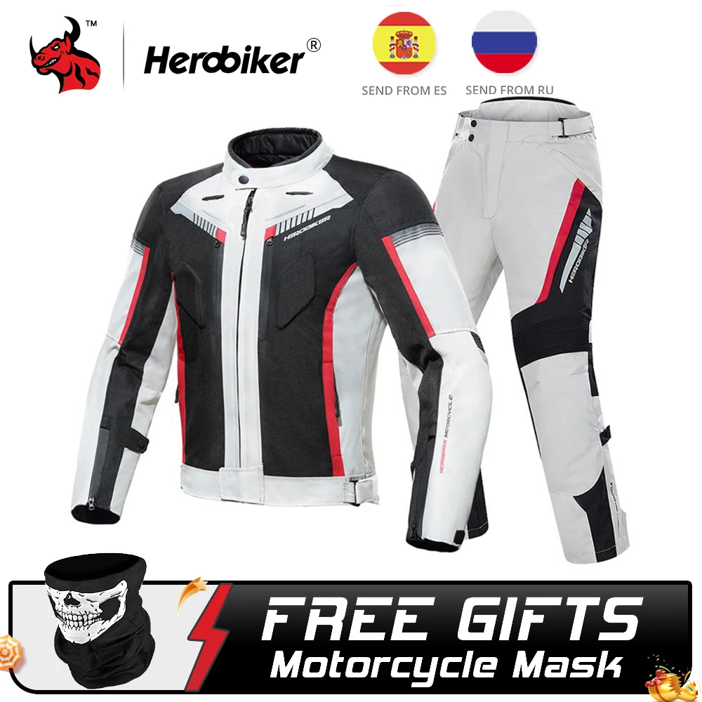 

HEROBIKER Motorcycle Jacket Body Armor Windproof Riding Motocross Jacket Suit Cold-Proof Moto Clothing With CE Protector