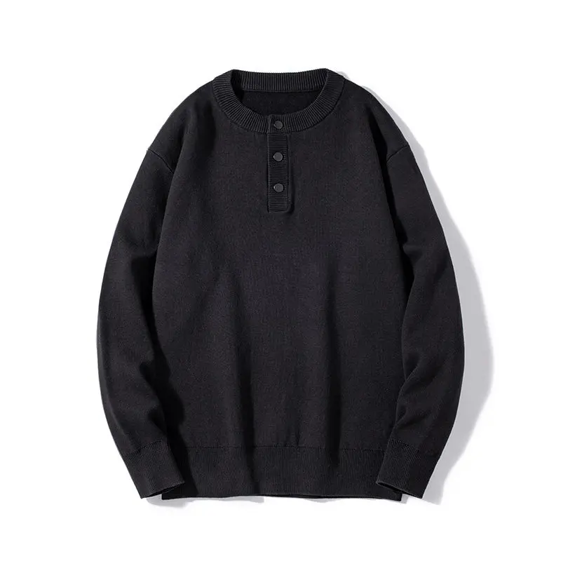 

Мужской свитер American Sle Heavyweight Henry Collar из чистого хлопка, полузакрытый, в стиле Old Money, теплый, вязаный, с круглым вырезом