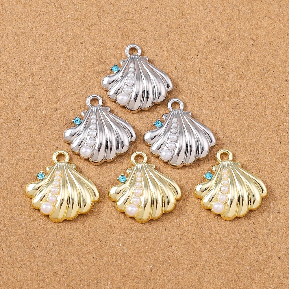 5 Stück 18*18mm Kristall Perle Muschel Charms Anhänger für Schmuckherstellung Ohrringe Halskette Armband DIY handgemachte Accessoires Zubehör – Detail 5