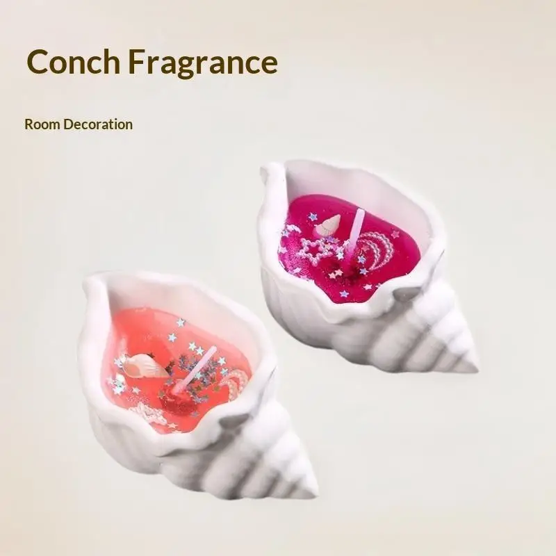 Conch Shaped Scented Candle Long Lasting Fragrance Handmade Smokeless Soy Wax for Bookshelf Desktop Ornament
