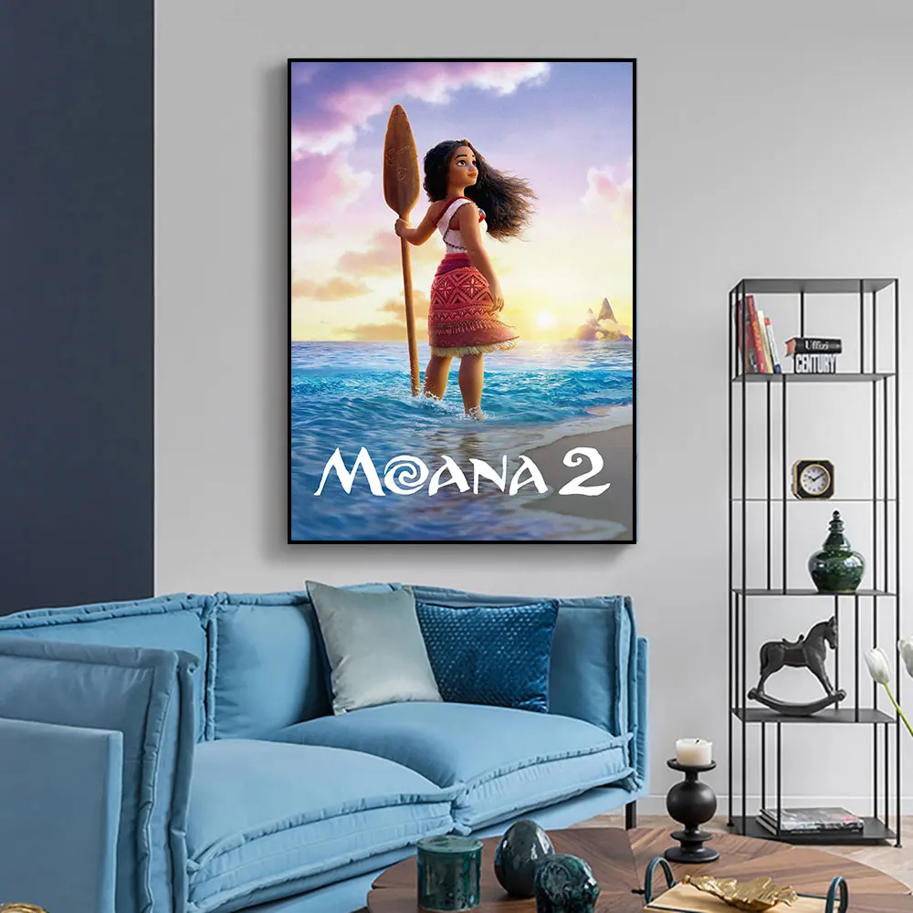 مينيسو ديزني موانا 2 الفيلم المشارك 2024 الساخن فيلم يطبع قماش اللوحة غرفة نوم المنزل الديكور صورة لغرفة المعيشة الاطفال
