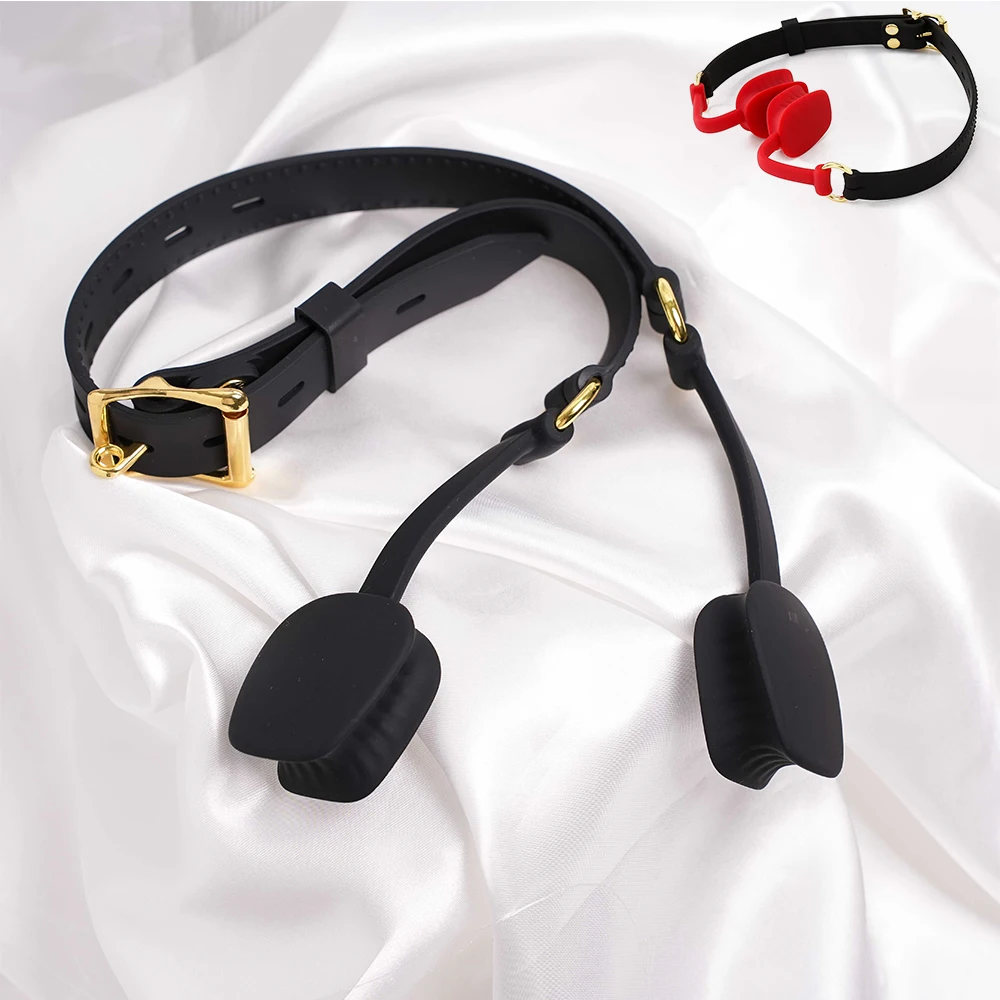 Silicone Open Mouth Broaden Gag Harness Invisible Slave Gags Lockable Oral Fixation BDSM Bondage Slave Sex Toys for Adult Couple