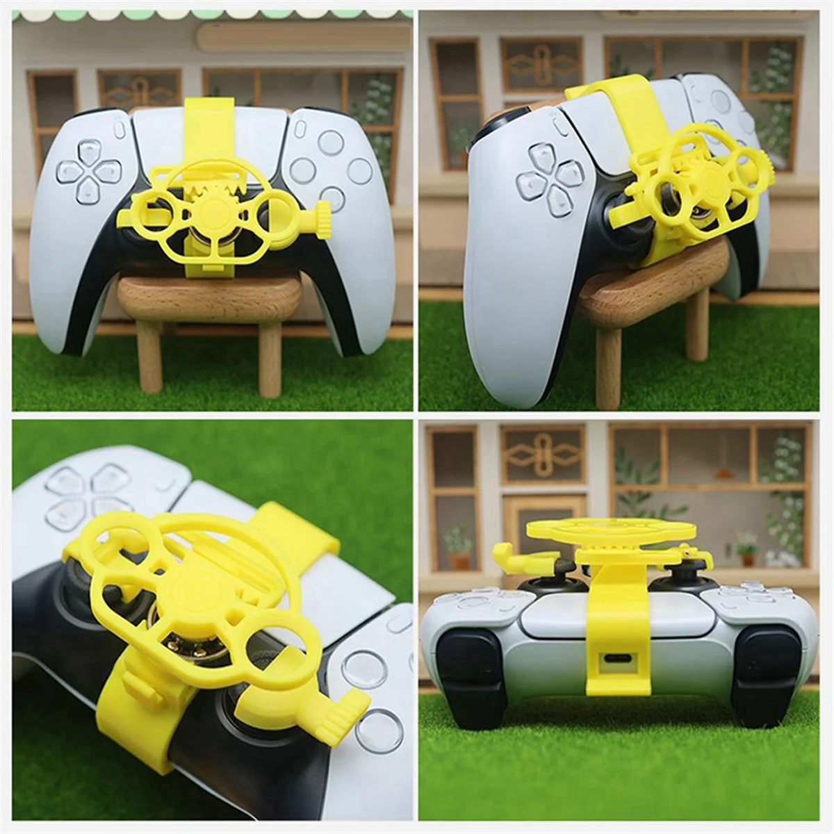 Pengontrol Roda Kemudi Mini AT42 untuk Game Balap, Roda Kemudi Balap Gamepad untuk Game Simulasi (Perak)