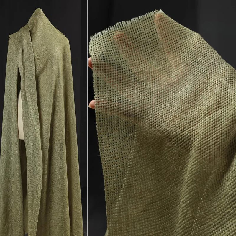 

Потертая хлопково-льняная марлевая ткань, винтажная зеленая текстура дзен для ручного платья «сделай сам», дизайнерская одежда, украшение, материал для рукоделия