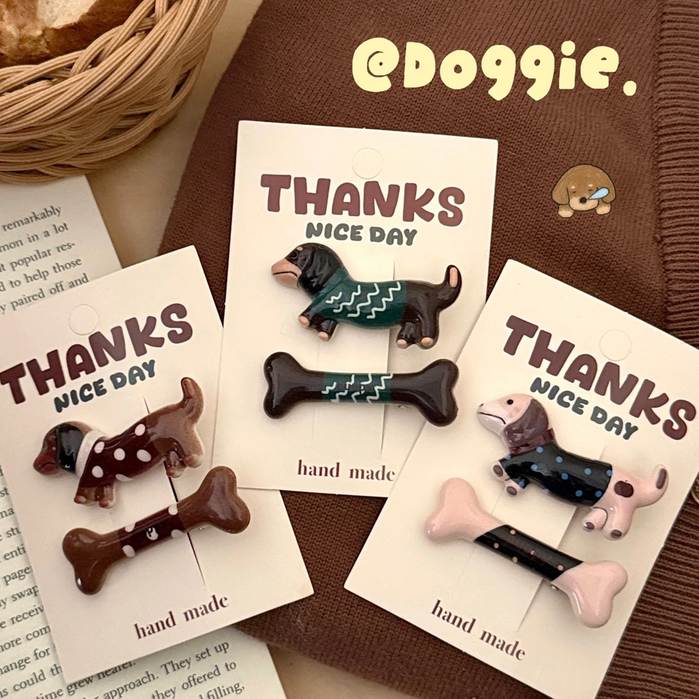 الكورية الاتجاه الجديد سبيكة الراتنج الكرتون الألماني العظام مشبك شعر 2 قطعة حفلة الطالب لطيف منقار البط كليب المرأة إكسسوارات الشعر #5