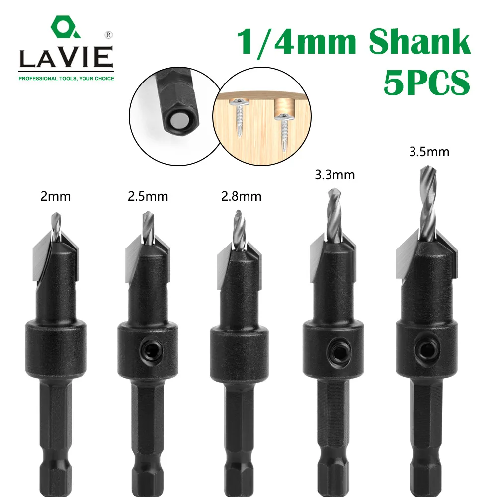 Hexagonal Handle Countersink Drill Black Woodworking Countersink Drill Up Screw Step Drill Self Tapping Screw Alloy Head Wood Mo