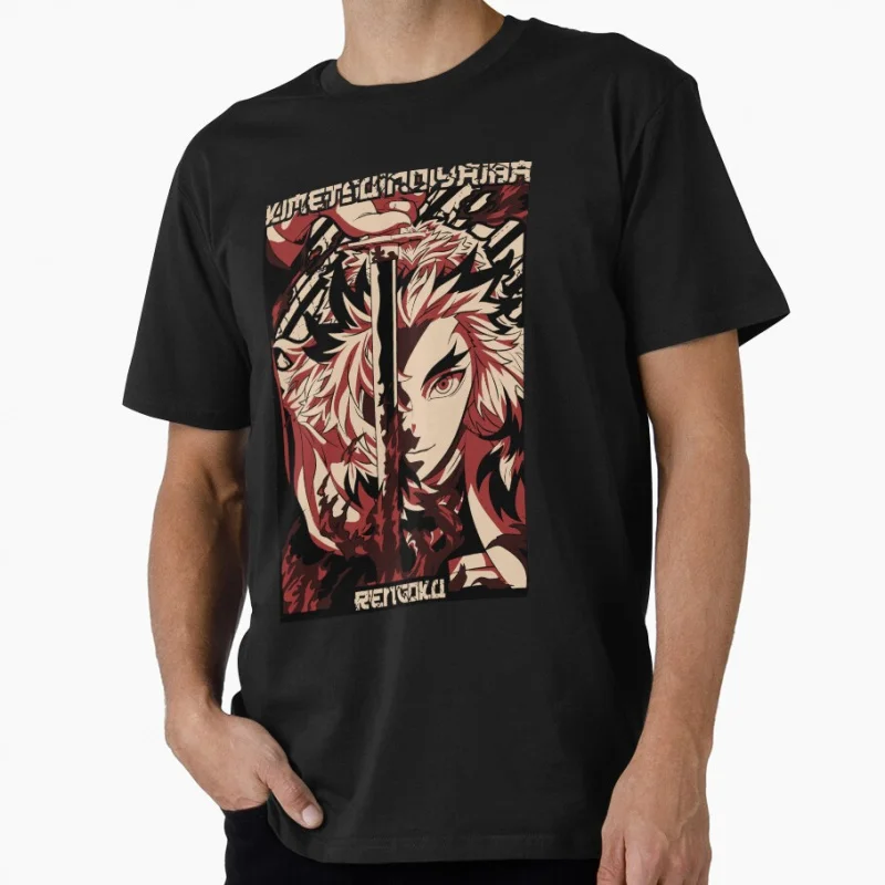

Kyojuro Rengoku Manga Demon Slayer Kimetsu no Yaiba Anime t shirt for fans Large size Tops 100% cotton Clothes Birthday Gift