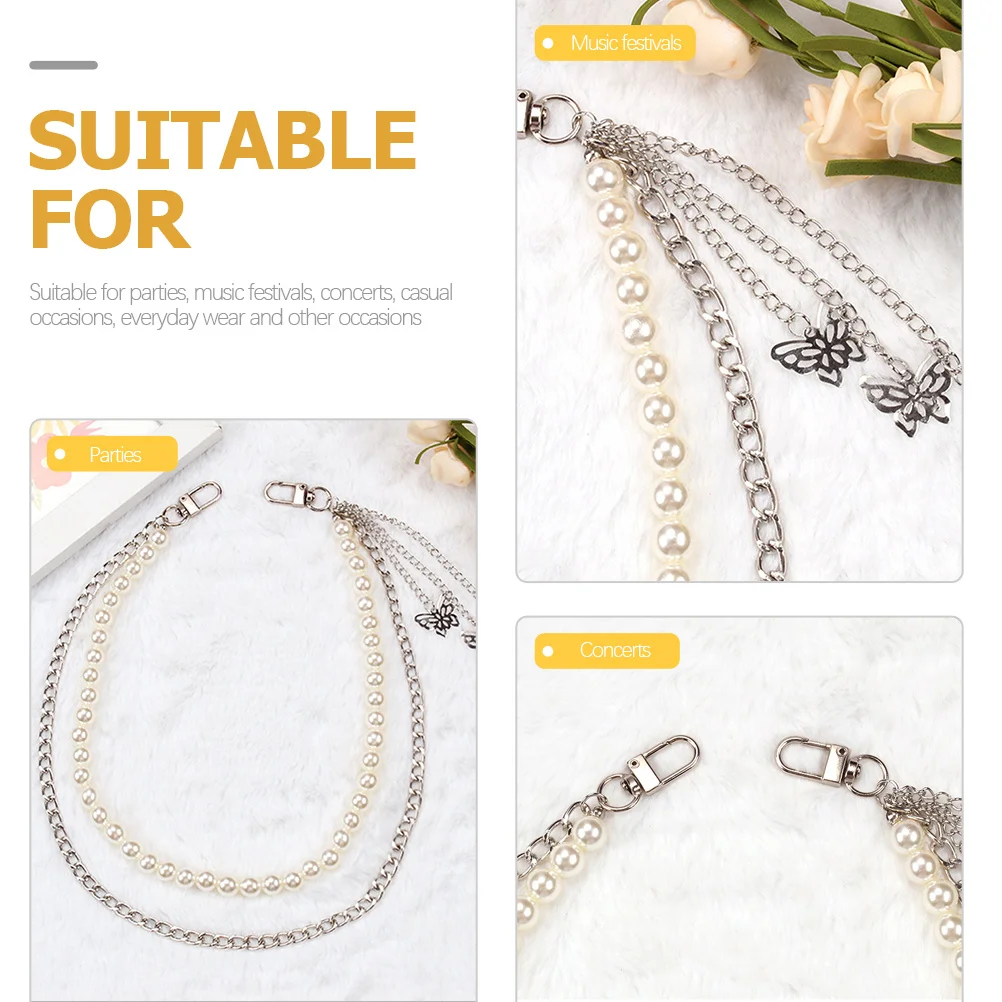 

2Pcs Multi-Layer Punk Butterflies Pendant Jeans Chain Women Fashion Waist Decor Pants Chain Chains for Pants Clothing Accessory