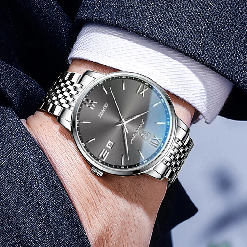 POEDAGAR ساعات الأعمال الفاخرة للرجال مقاوم للماء الفولاذ المقاوم للصدأ تاريخ الذكور ساعة بسيطة موضة كوارتز ساعة يد رجالي reloj