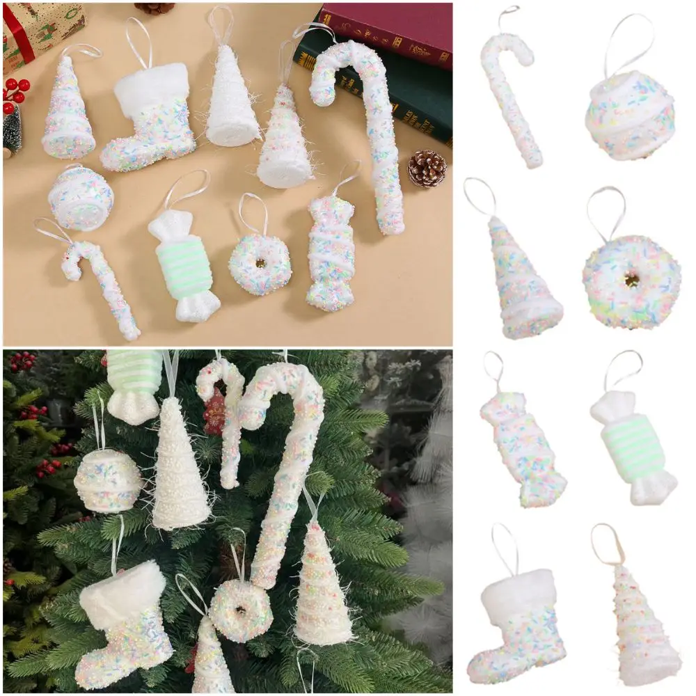 Multicolor Christmas Candy Decorations White Candy Cane Foam Hanging Pendants Photo Props Boots Doughnut