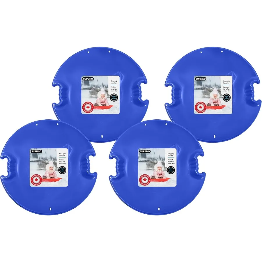 

Winter Snow Toys Fun for and Adults 26 Round Plastic Sleds in Blue and Red Spiral Design 4-Pack Lightweight Sledding Discs for