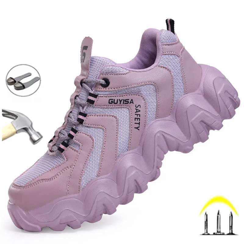 Work Safety Shoes For Women Steel Toe Cap Work Sneakers Men Security Boots Lightweight Security Elegant Female Footwear