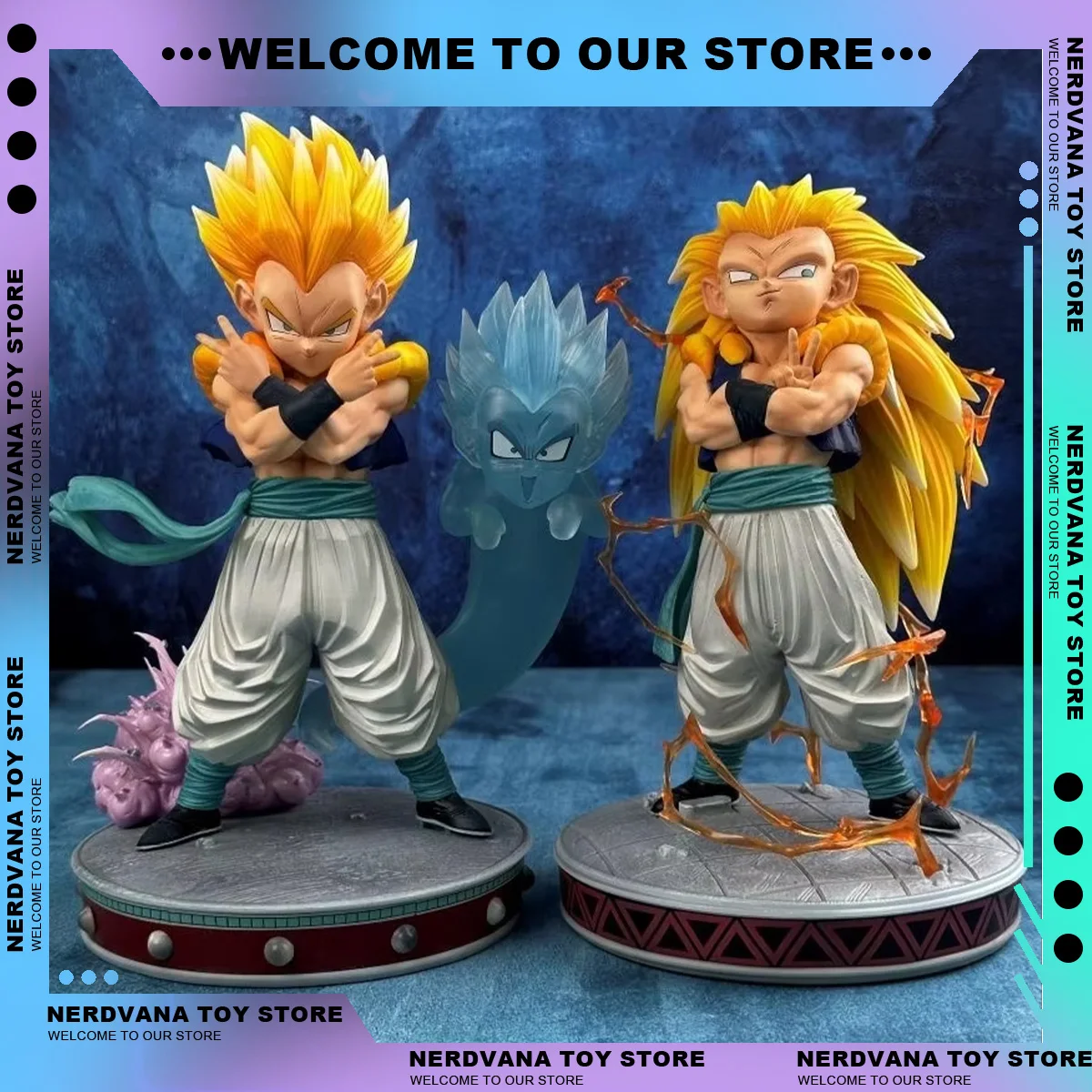 Dragon Ball Z Gotenks Ssj3 Figura Super Saiyan 3 Action Figures 25 cm Collezione di statue in PVC Giocattoli di modello per regali per bambini