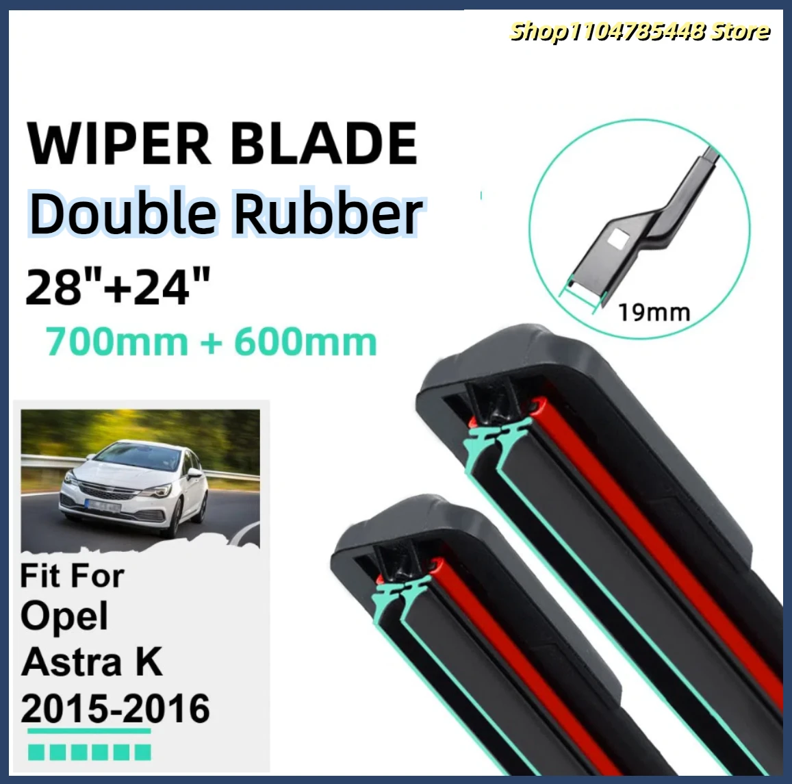 

Double Rubber Car Wiper Blades for Opel Astra K 2015-2016 Front Windscreen Windshield Wipers Rubber Car Accessories 2015 2016