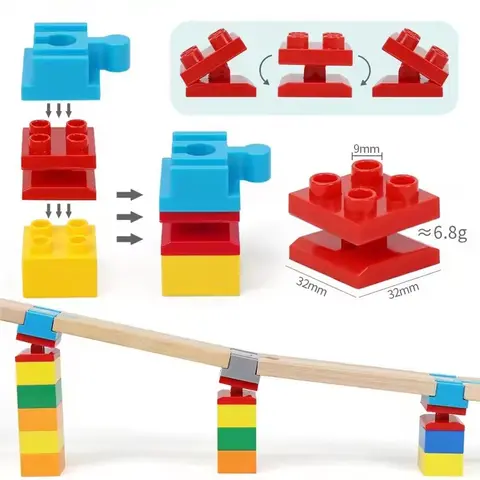 5/10 st universella träspårskopplingar tillbehör stora block roterbara anslutningsadaptrar passar för märkestågsspår 8 best sales lek tivt tåg - №8