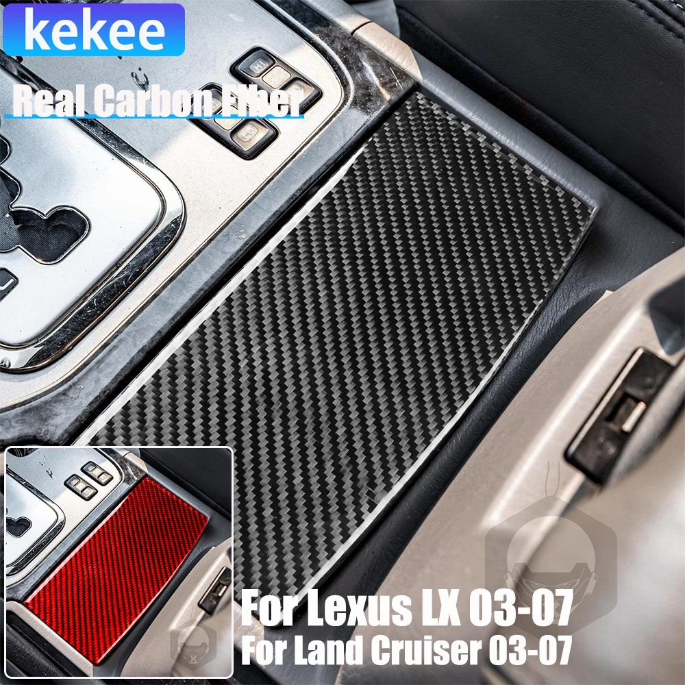

Настоящее углеродное волокно, автомобильные аксессуары, центральный держатель для чашки, накладка на панель, мягкая наклейка для Lexus LX для Toyota Land Cruiser 2003-2007