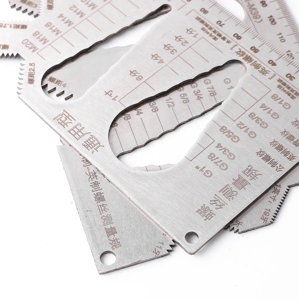 Thread Identification Tool Screw Gauge Site Workshop Workshop Use Compact Design Double-Sided Measurements Thread