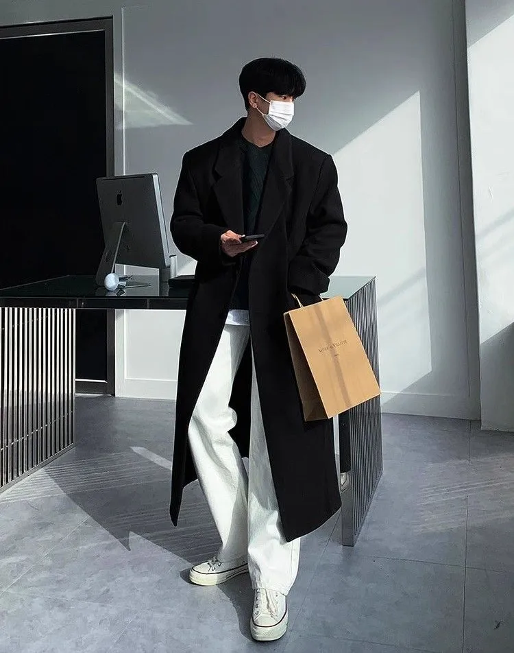 

Wool Blend Coat Men'S Long Coats Mans Petite Friendly Vacation Christmas Emblem Rainproof Fringe Houndstooth Brocade Duffle Cool