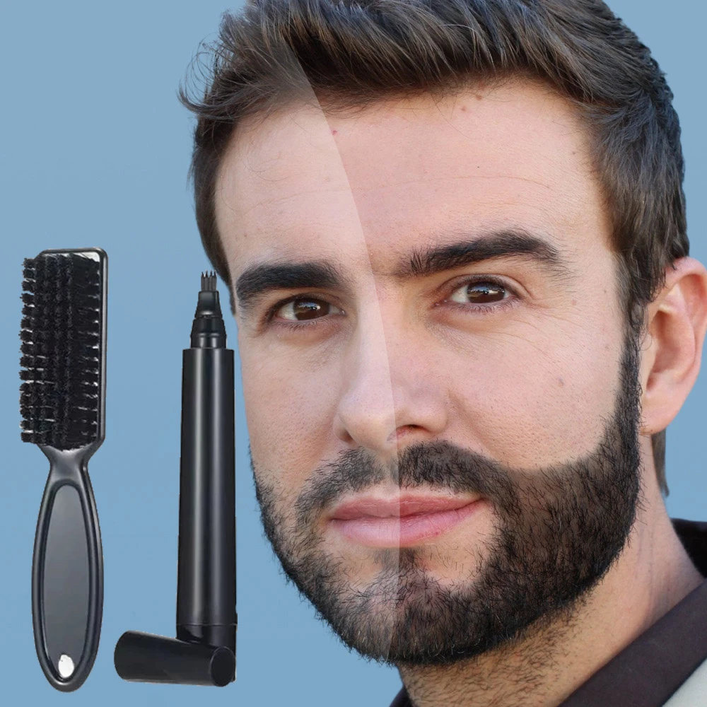 

Waterproof Beard Pen Beard Filler Pencil And Brush Beard Enhancer Lasting Repair Moustache Coloring Shaping Tools Hair Pencil