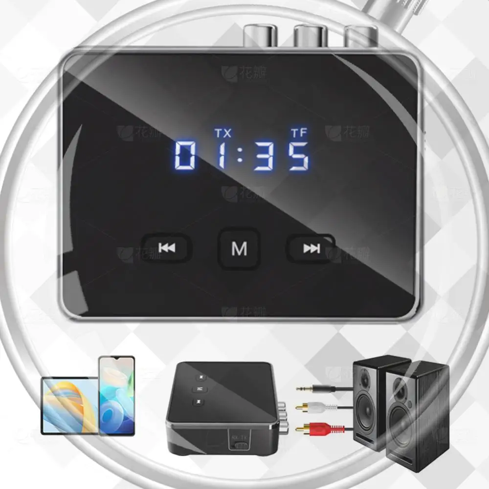 

Аудиоприемник-передатчик BT 5.4 с разъемами AUX 3.5 мм, RCA, оптическим входом, беспроводной адаптер для телевизора/автомобиля/ПК/домашней стереосистемы/колонок