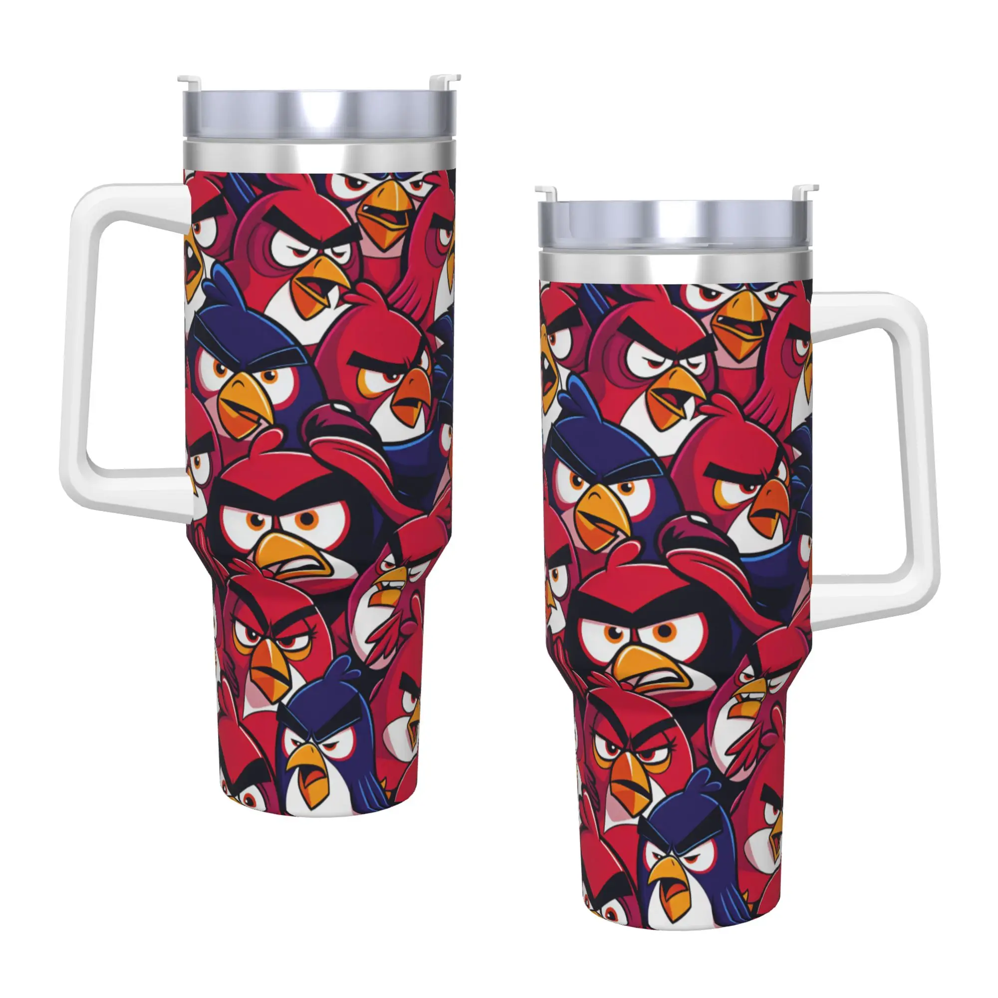 Birds Game Tumbler  Hot Drinks Water Bottle Insulated Stainless Steel Thermal Mug Graphic Beach Car Mugs