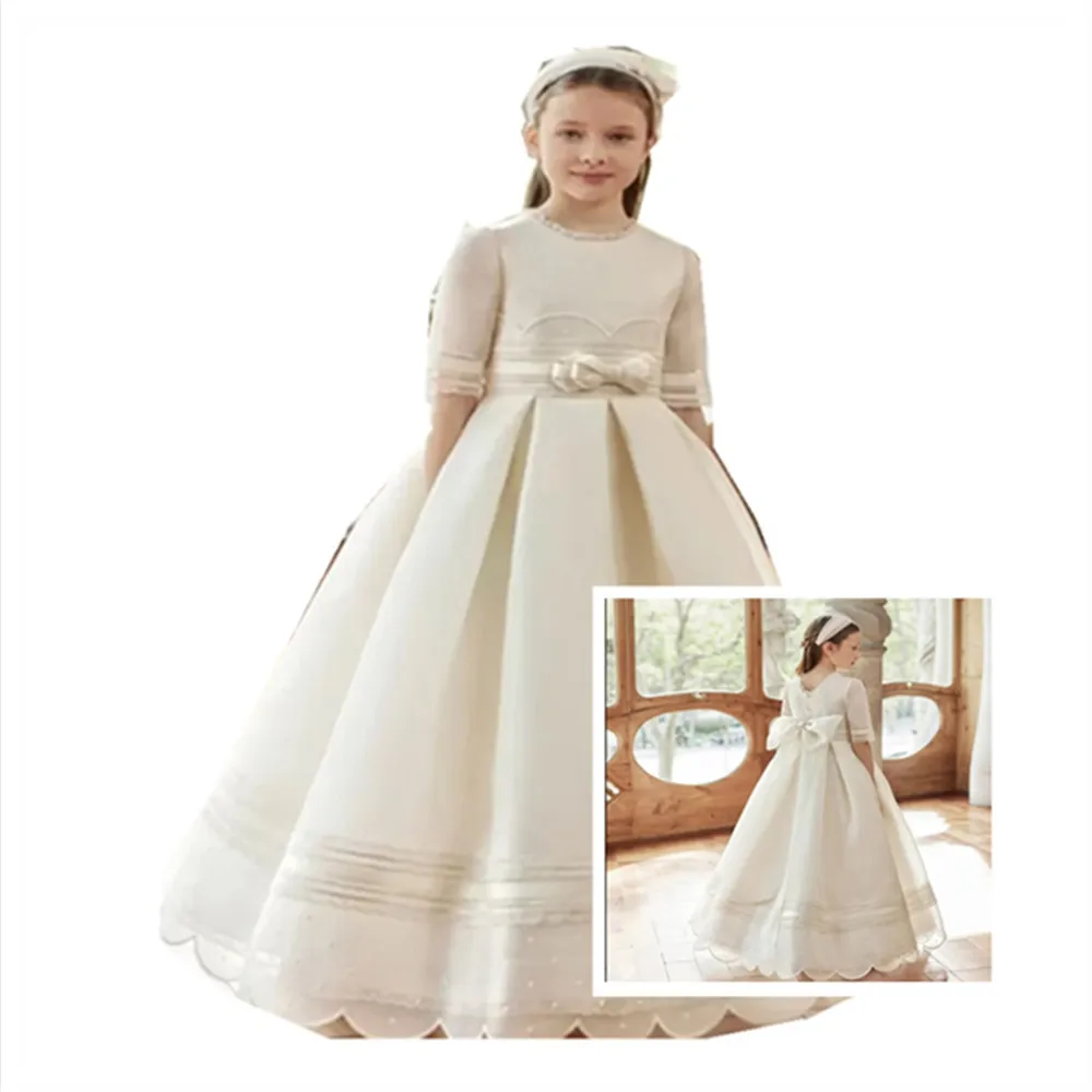 

Flower Girls Dresses for Wedding Little Girl Toddlers Vintage Child Princess First Communion Pageant Gown Birthday Party Dress