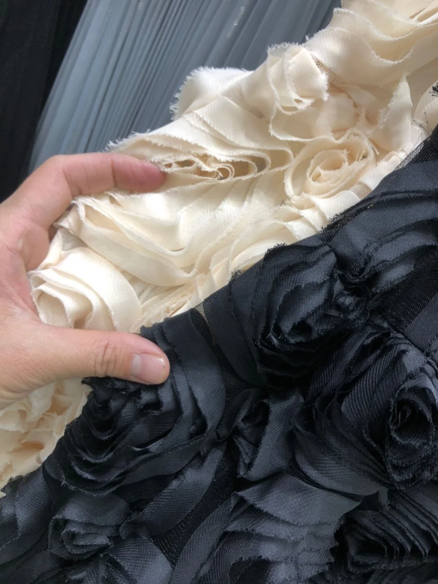 Faionable Gonna lunga a trapezio a vita alta Primavera da donna New Sle Heavy Work 3D Flower f Gonna Gonna torta Sweet Sle