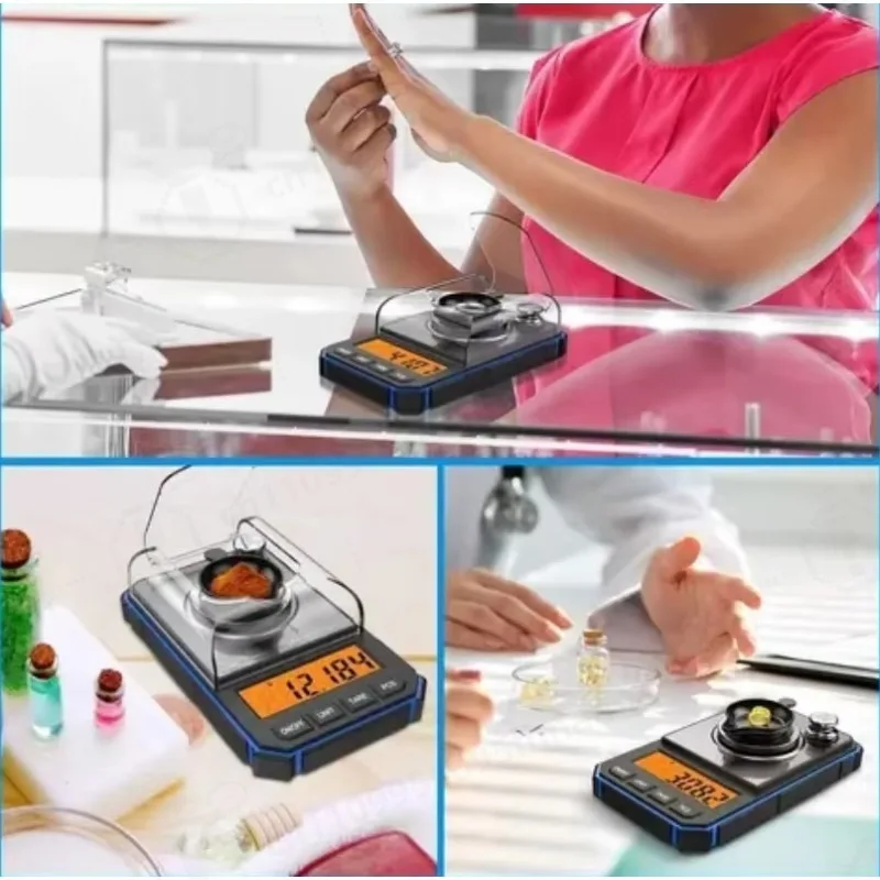0.001g High Precision Digital Jewelry Lab Balance, LCD Display Electronic Scale for Diamond Gold Weighing